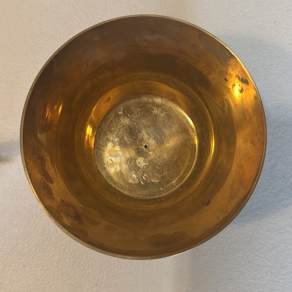 Vintage Brass and Enamel Apple Bowl with Lid 6.5"H - Picture 4 of 5